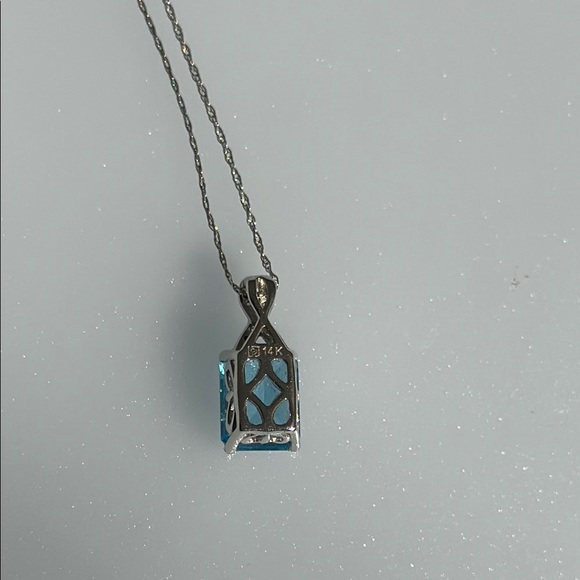 14k real solid white gold Topaz diamonds necklace - Picture 6 of 7